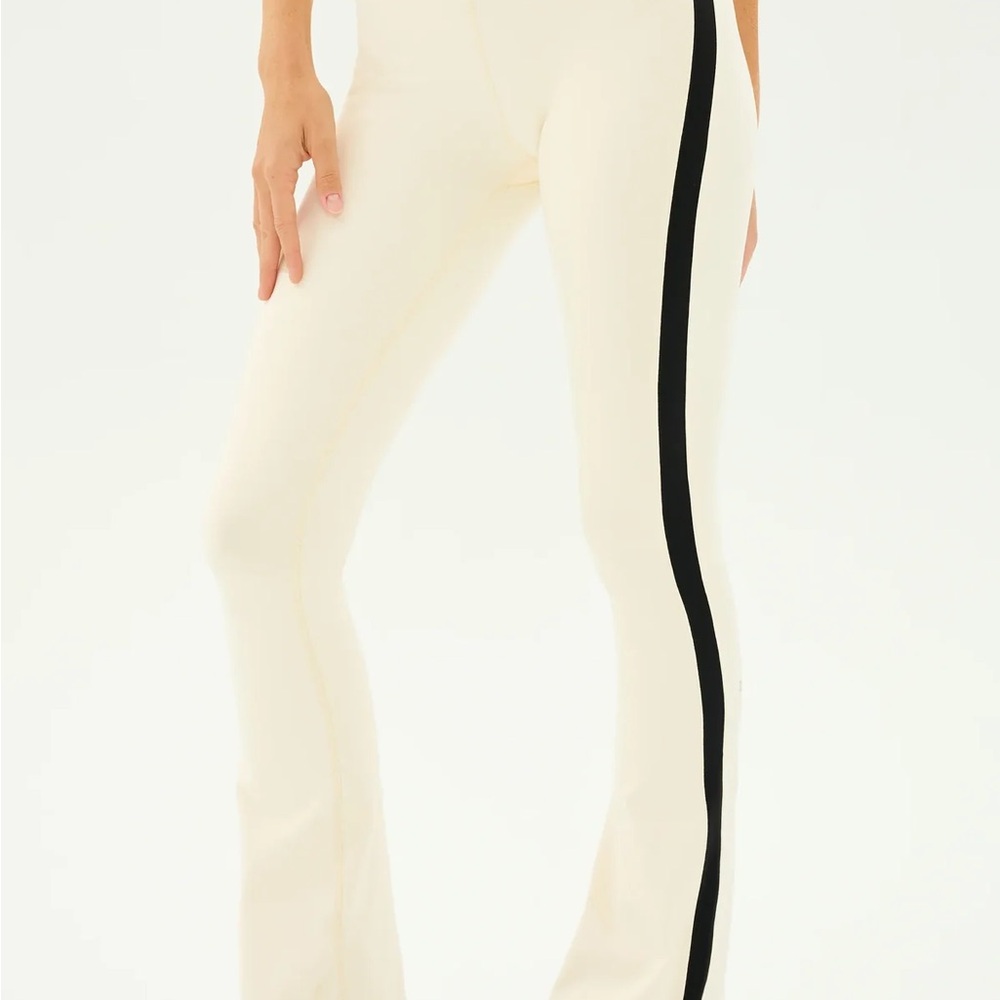 Splits59 Cream Flared Pants with Black Side Stripe